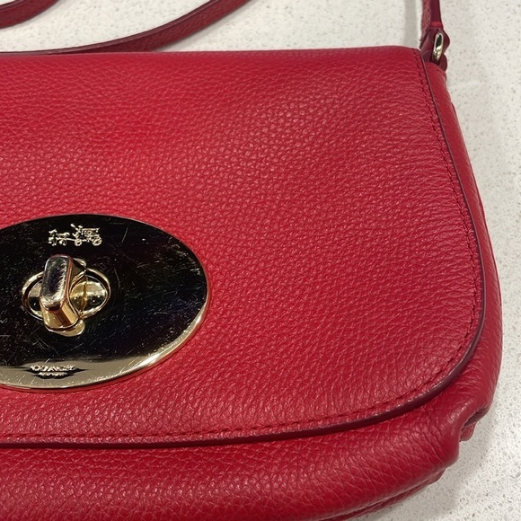 Coach Liv Pouch Red Leather Crossbody Bag - Picture 5 of 15